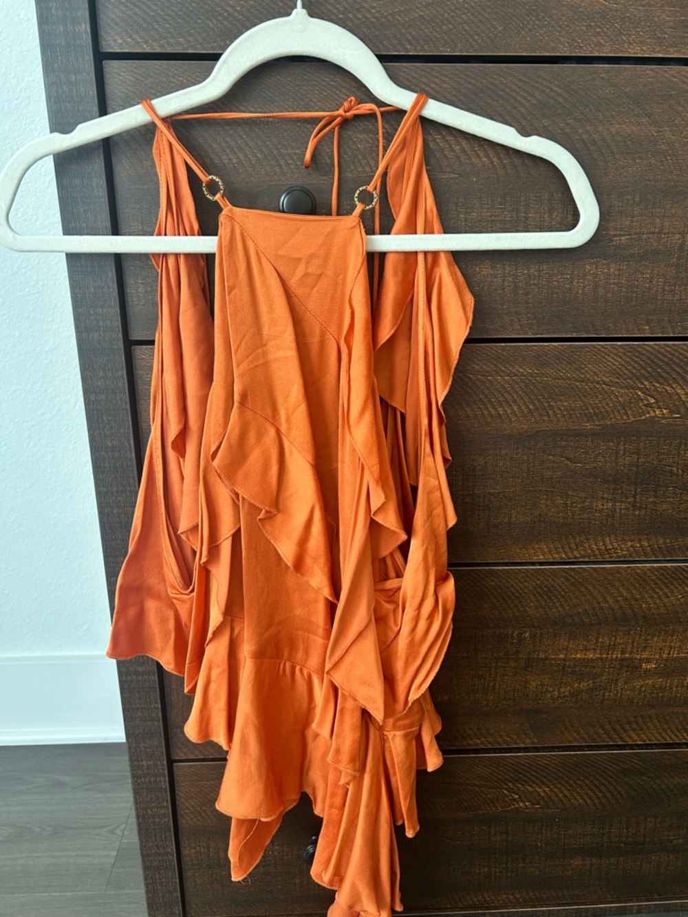 Zara Orange Ruffled Halter Camisole